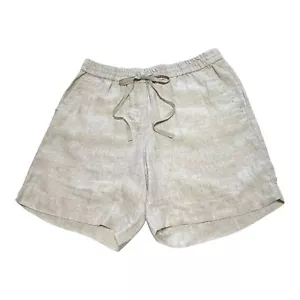 Talbots Linen Shorts S Beige 28 x 6 Elastic Drawstring Waist Pockets Casual NEW - Picture 1 of 12