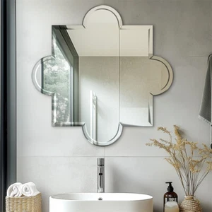 Flower-Shaped Decorative Wall Mirror Exquisite Bevelled Gorgeous Glam Art Mirror - Picture 1 of 20