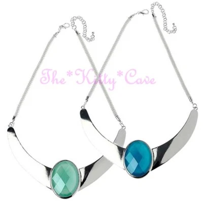 Argento Mezza Luna Boomerang Tribale Cyber Punk Rock Collare con / a Rete - Immagine 1 di 2