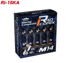 KYO-EI RACING R40 ICONIX M14x1.25 Lock & Lug Nut Set RI-15KA Capless JDM Black - Bild 1 von 1