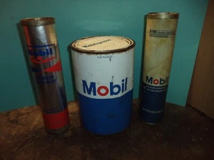 Vintage 3 LOT Mobil Oil Grease Gun Tubes Cartridge & 5 Pound Grease Can - Foto 1 di 17