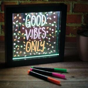 LIGHT UP Neon Effect ILLUMINATING MESSAGE Board FRAME with PENS