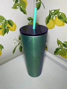 Starbucks Ombre 2020 Venti 24oz Stainless Tumbler Cup Metallic Blue/Green NWT - Picture 1 of 5