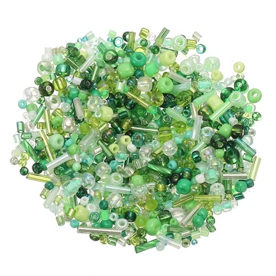Paquete de 1000 cuentas de semillas de vidrio, cuentas de corneta de 1-4 mm/0,04-0,16 pulgadas [verde] Foto 1 de 4