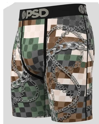 PSD men's Boxer Briefs 3 PACK Soft Microfiber CAMO ARMY CHAINS Drops  7" Inseam - Image 1 of 4