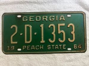 Vintage 1964 Georgia License Plate  2-D-1353 - Picture 1 of 2