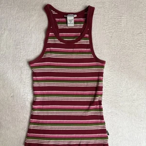 Vtg Abercrombie & Fitch Y2K Ribbed Striped Layering Tank Top Pink White Small - Picture 1 of 5