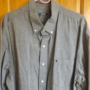 IZOD Shirt Mens Long Sleeve Button Down Gray Textured Sz XXL - Picture 1 of 11