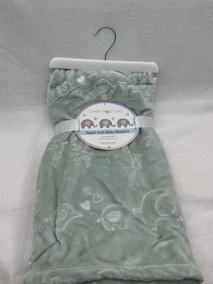 Safari Animal Embossed Baby Blanket Security Lovey Liam and Lilly Green 30x40 - Image 1 of 4