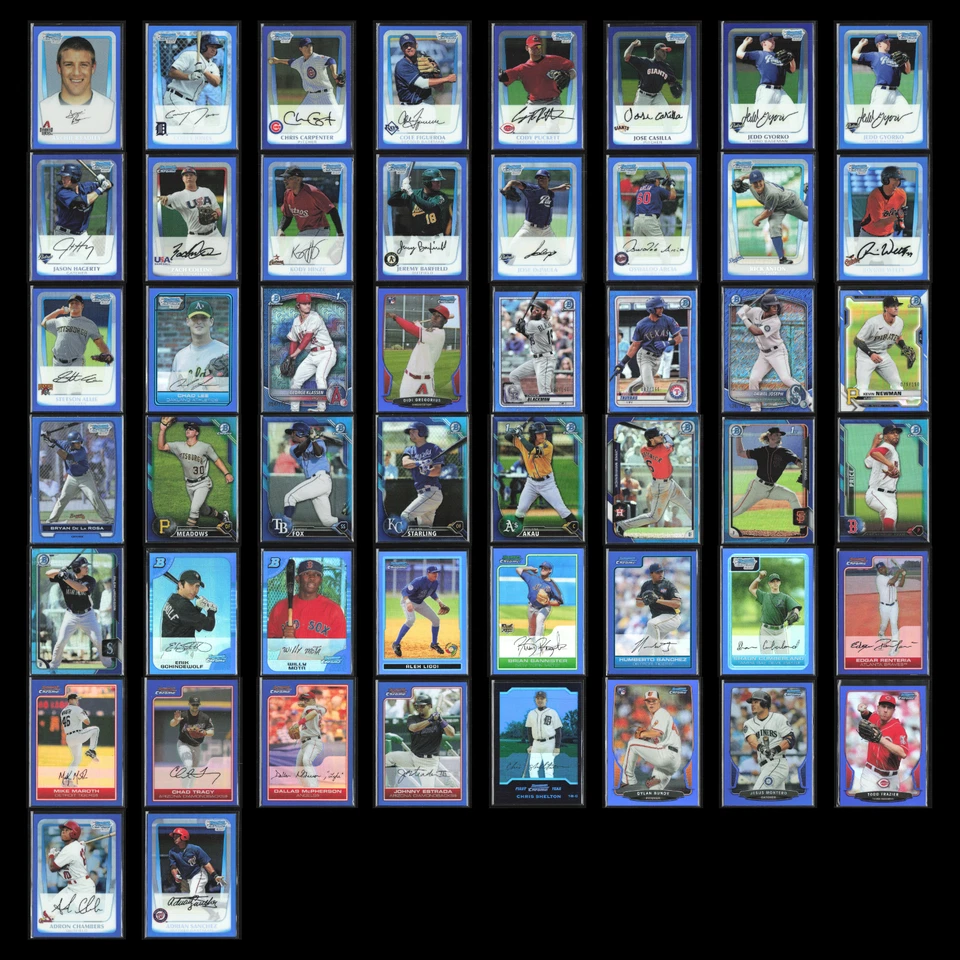 Лот из 50 бейсбольных карточек Bowman Chrome Blue Refractor оптовая продажа огромный! - Изображение 1 из 4