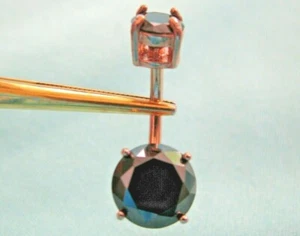 3.65ctw ROSE GOLD DOUBLE BLACK DIAMOND BELLY RING, FREE DIA TESTER,CERTIFICATE - Picture 1 of 8