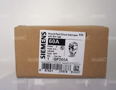 Siemens QF260A 2pole 60 amps GFCI circuit breaker self-test QTY QF260 - Image 1 of 2