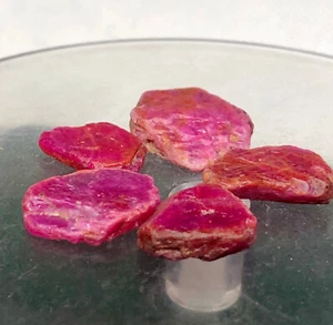 33.50,cts Natural top quality pink mozambique ruby rough Flat Slices stone lot - Picture 1 of 4