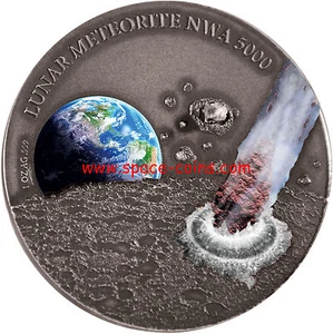 Islas Niue 2015 - Meteorito Lunar NWA 5000, $1, ¡SOLO 500 HECHOS! Meteorito lunar - Imagen 1 de 5