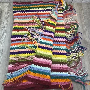 Crochet Striped Afghan Blanket Handmade  34" x 41" Couch Throw - Bild 1 von 9