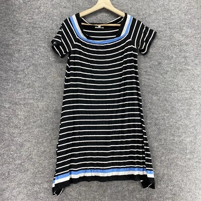 Max Studio Kleid Damen M Medium schwarz gestreift Etuikleid Midi eckiger Ausschnitt Freizeit - Bild 1 von 4