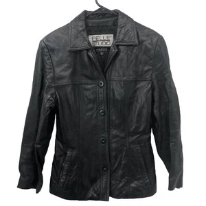 Wilsons Leather Jacket Womens XS Black Button Front Pelle Studio Vintage READ - Picture 1 of 7