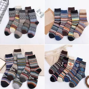 5 Paar Winter Herren Damen Wolle Kaschmir Dicke Socken Warm Weich Freizeit Socken - Bild 1 von 26