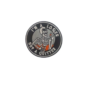 Parche I am a Loser not a Quitter Calavera Skull Termoadhesivo Plancha Redondo - Picture 1 of 2