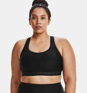Under Armour Womens Cross-Back Mid-Impact Compression Sports Bra, SIze 2X, BLACK - Picture 1 of 5
