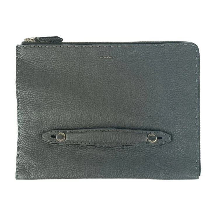 Bolso sin asas FENDI Selleria 7M0225 gris plata herrajes cuero segundo bolso para hombre Foto 1 de 4