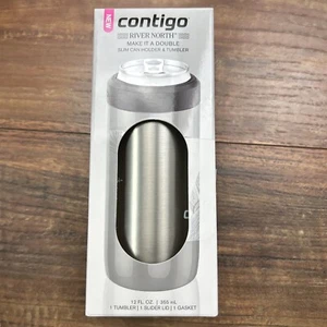Contigo River North 12 FL OZ Slim Can Holder And Tumbler Gray NEW With Box - Picture 1 of 6