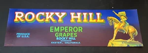 Rocky Hill Emperor Grapes Fruit Crate Lable Exeter California Produce Of USA - Picture 1 of 1