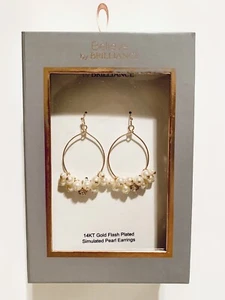 Believe by Brilliance,14KT Gold Flash Plated Simulated pearl Drop earrings NEW - Picture 1 of 6