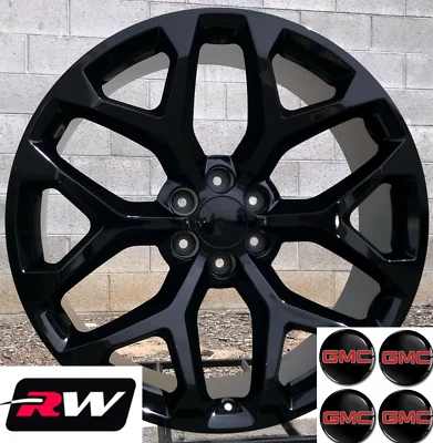 GLOSS BLACK SNOWFLAKE WHEELS 20x9" FITS 1999-2025 GMC SIERRA 1500/YUKON/XL - Image 1 of 4