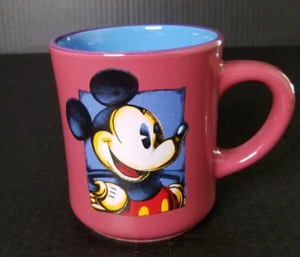 VTG Walt Disney World Stoneware Mug 3 1/2" x 3 7/8" MICKEY MOUSE Pink & Blue - Imagen 1 de 9