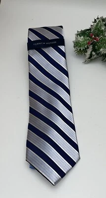 "Corbata de seda Tommy Hilfiger - rayas azules - 100 % seda 57"" L" Foto 1 de 4