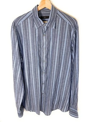 Camisa de vestir Ermenegildo Zegna azul con botones a rayas talla XL Foto 1 de 4