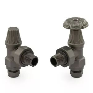 Abbey Pewter Manual Radiator Valve & Lockshield - Picture 1 of 3