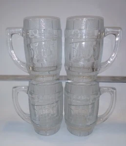 Tazas de vidrio transparente en forma de barril de cerveza de raíz de soda de papá de colección... JUEGO DE 4 - Imagen 1 de 5