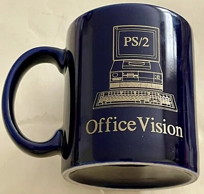 1980s 1990s IBM OFFICEVISION PS/2 COMPUTER OPERATING SYSTEM BLUE COFFEE MUG - Image 1 of 4