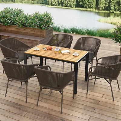Patio Table 43×28in Outdoor Dining Table Garden Table Weather Resistant Alu - Image 1 of 4