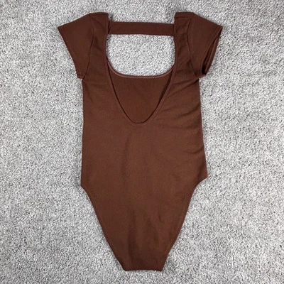 Body ANTHROPOLOGIE Marrón Mezcla Modal Cuello Cuadrado Recorte Espalda Manga Gorra S M Foto 1 de 4