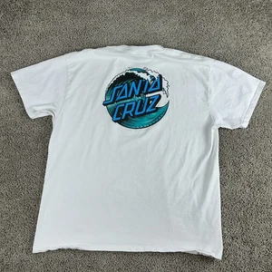 Santa Cruz Shirt Mens Extra Large White Blue Wave Graphic Short Sleeve READ - Picture 1 of 12