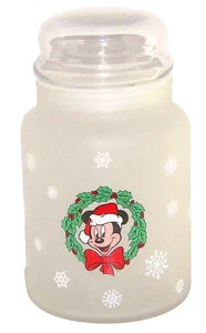 Disney Mickey Mouse Weihnachten Glas Bonbonglas Urlaub Santa mattierte Schneeflocken - Bild 1 von 2