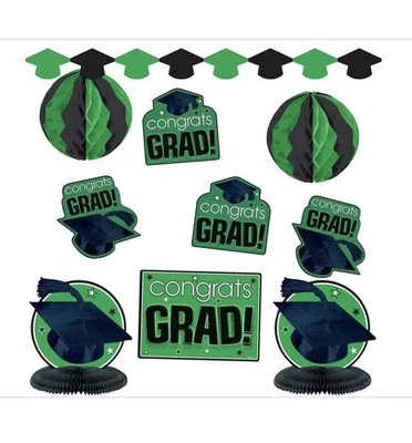 Graduation Green Decorating Kit 10 Pieces - Image 1 of 3