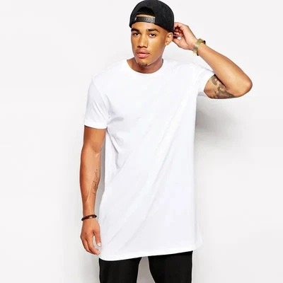 2025 Brand Men's Cotton Clothing White Long T Shirt Hip Hop Men T-Shirt Extra Lo - Image 1 of 4