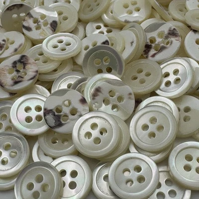 Camisa Marfil Arco Iris Madreperla Concha de Ostra Botón Mota Espalda 13mm 1/2" 4hl Foto 1 de 3