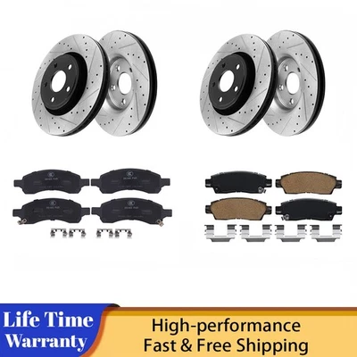 Front Rear Drilled Brake Rotors Brake Pads for Chevy Traverse GMC Acadia Foto 1 de 4