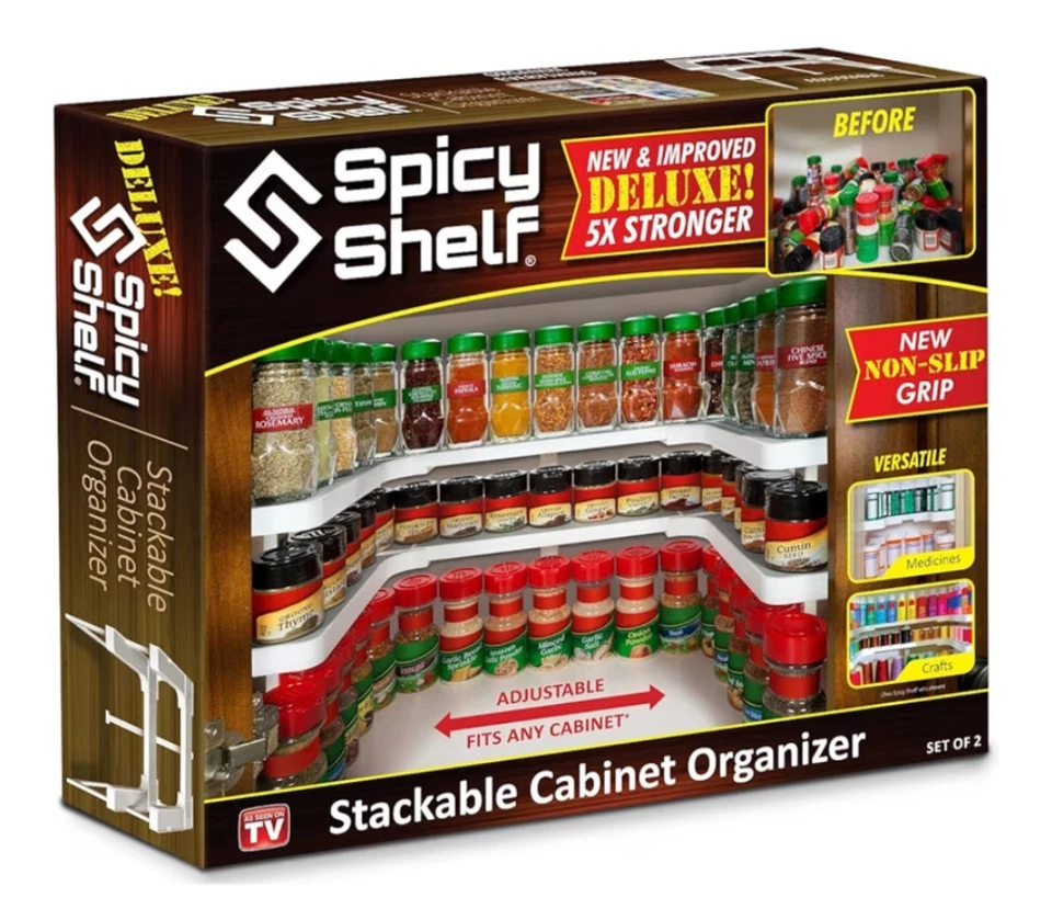 The Spicy Shelf Deluxe - Organizador de gabinete apilable - 1 juego de 2 estantes Foto 1 de 4