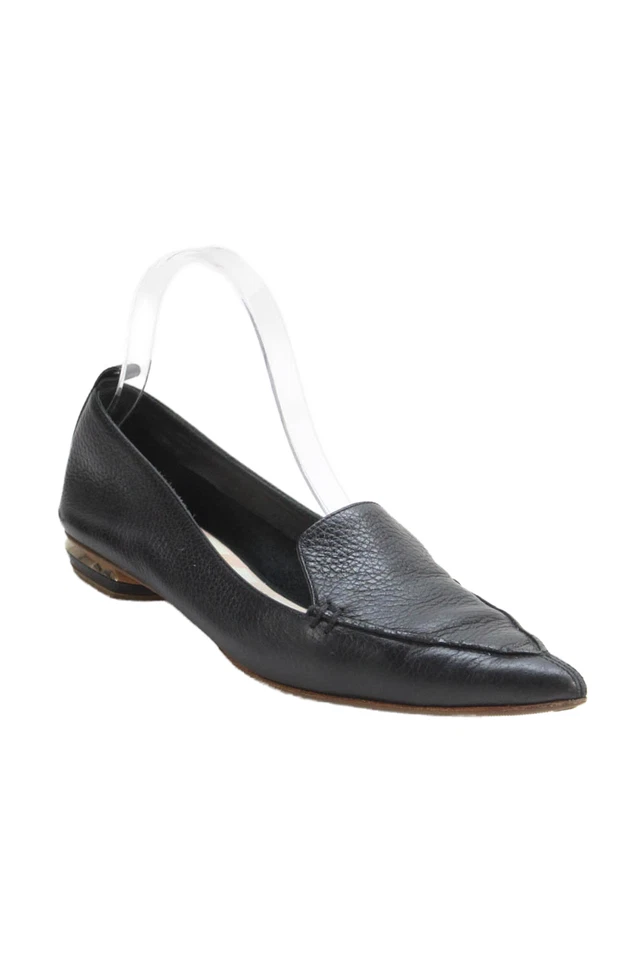 Nicholas Kirkwood Mujer Cuero Punta Tono Dorado Borde Plano Negro Talla 7.5 Foto 1 de 4