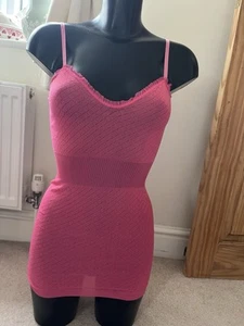 Chaleco Top Vintage Sparva Rosa Sin Mangas Encaje Nylon Talla W Aprox UK10-12 (CA11) - Imagen 1 de 5
