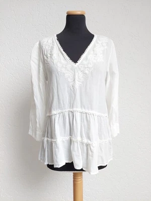 Weiße bestickte Sommer Bluse von Zara, Gr. M - Bild 1 von 4