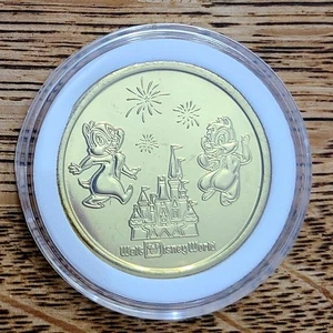 *2025 Chip Dale Coin* Walt Disney World Parks Golden Color Metal Medallion EPCOT - Picture 1 of 2