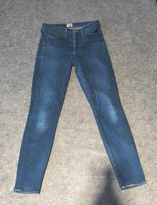 J Crew hoher Bund Zahnstocher dunkle Waschung blau Denim Jeans Damengröße 29T - Bild 1 von 9
