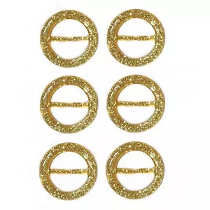 6 pc Scarf Clip & T-shirt Slide/Buckle -Glitzy Bright Glittery Gold, Slide 5027 - Picture 1 of 6